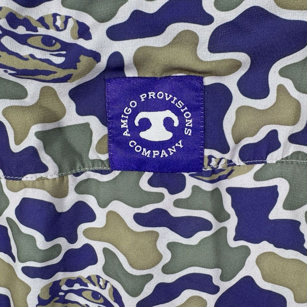 Amigo Provisions Company Shirt Mens Size 3XL Green Camo LSU Tiger Eye Vented - Picture 12 of 15